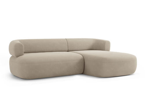 Micadoni rechter hoekbank Jenny 5-zits, flueel beige - 145x225x73cm
