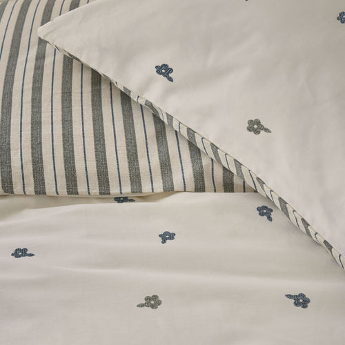 Walra - Dekbedovertrek Remade Blossom Lines - 240x220 cm - Off White / Groen
