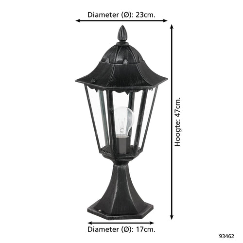 EGLO tuinpaaltje Navedo - 1 lichts - zwart, zilver-patina