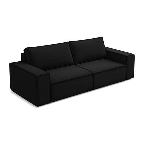 LaMiaSofa 3-zits slaapbank Livorno - velours - zwart - 255x105x85