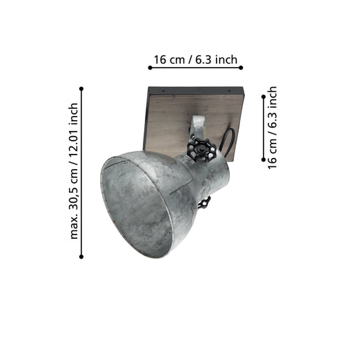 EGLO wandlamp Barnstaple - e27 - 16 cm - zwart/bruin - vtwonen shop