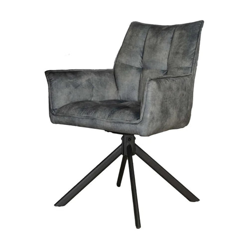 StarFurn Eetkamerstoel Dani - Blauw Velvet - Draaibaar - Set van 2 - vtwonen shop