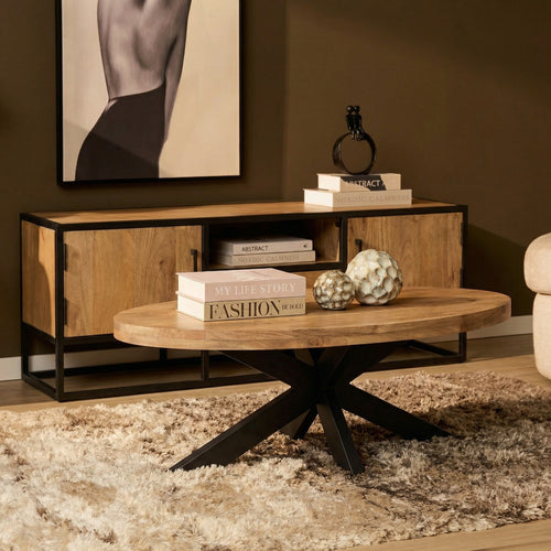 Starfurn Salontafel Dakota - Ovaal Naturel Hout - 130x70x40cm