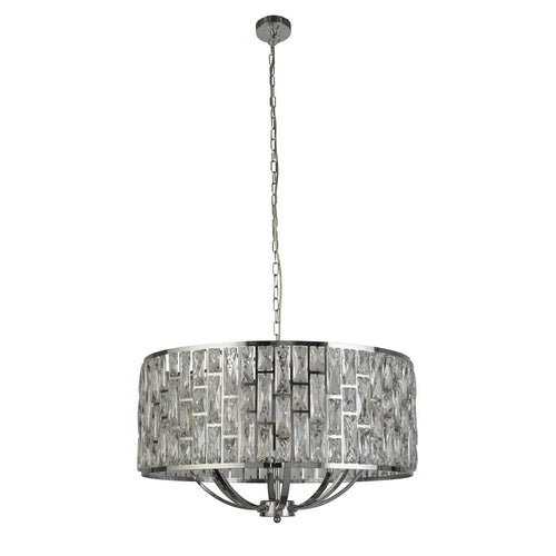 Searchlight BIJOU - Hanglamp van 8 licht chroom met kristalglas