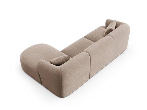 Cosmopolitan Design Modulaire hoekbank rechts Campi 4-zits, flueel donkerbeige - 156x256x70cm