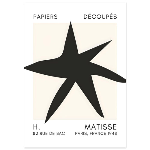 Artfulprints Poster met Lijst Matisse – Star of the sea black   - 50x70 cm - Zwart