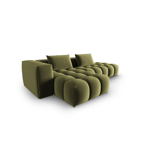 Cosmopolitan Design - Modulaire hoekbank links Verona 4-zits, flueel lichtgroen - 145x265x70cm