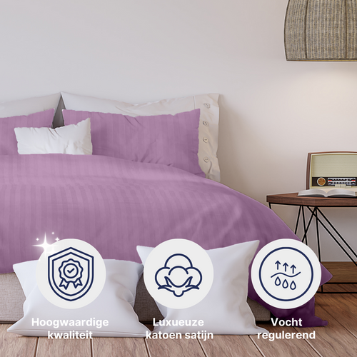 Ten Cate dekbedovertrek - 100% katoensatijn - paars - 200x200/220 - vtwonen shop
