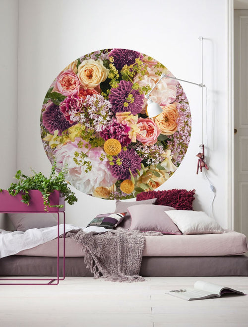 Sanders & Sanders zelfklevende behangcirkel bloemen multicolor - Ø 125 cm - 611806 - vtwonen shop