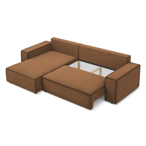 LaMiaSofa hoekbank links Livorno - textuurstof - terracotta - 290x185x82