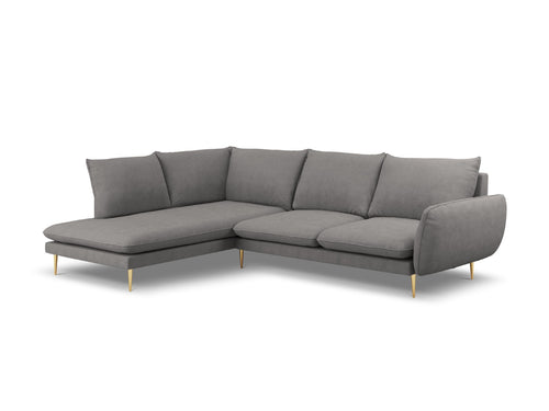 Cosmopolitan Design linker hoekbank Vienna 6-zits, structurele stof, donkergrijs - 185x275x95cm