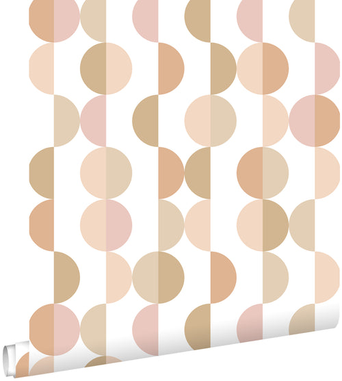 ESTAhome behang grafisch motief terracotta, roze en beige - 50 x 900 cm - 139621 - vtwonen shop