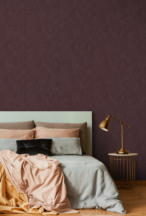 ESTAhome behang palmbladeren aubergine paars - 50 x 900 cm - 131217 - vtwonen shop