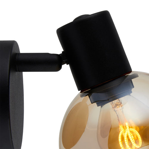 Lighto - Art deco spot zwart met goud glas - Juna