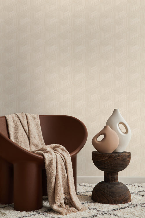 Origin Wallcoverings behang grafisch 3D motief lichtbeige - 50 x 900 cm - 347993 - vtwonen shop