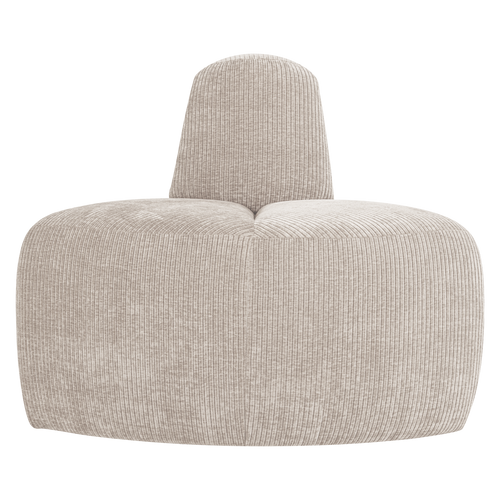 WOOOD eetbank hoek rond rugleuning Mojo - Ribstof - Ecru - 83x100x74