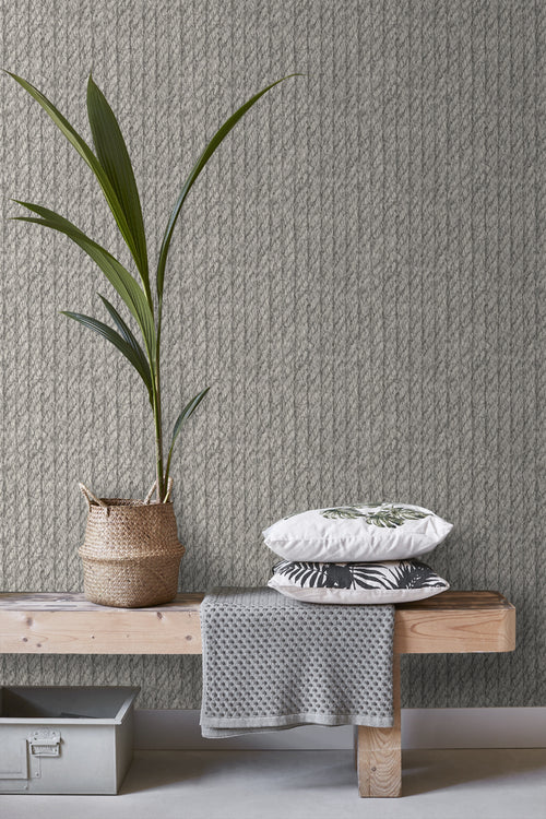 ESTAhome behang touw-motief donkergrijs - 53 cm x 10.05 m - 138248