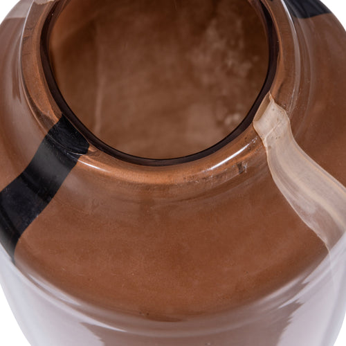 WOOOD vaas met streep Selena - Glas - Bruin - Set van 2 - vtwonen shop