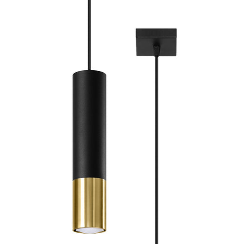 Sollux Lighting Hanglamp LOOPEZ 1 zwart/goud - 8x8x100cm