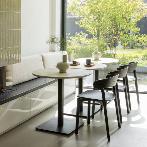 WOOOD bistro tafel tussenstuk vingerlas Tablo - Eiken - Dakargrau - 80x68 - vtwonen shop