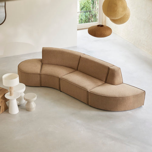 Tikamoon Modulaire 4-zitsbank in camelkleurige stof - Bruin