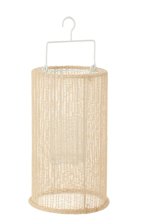 J-Line lantaarn Cilinder - metaal/polyester - beige - large - vtwonen shop