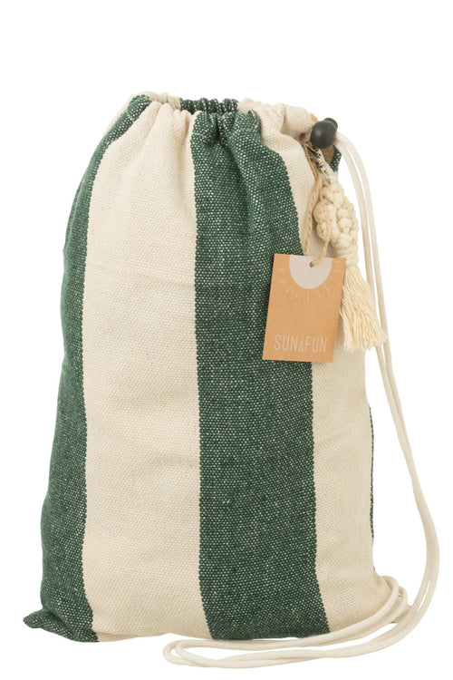 J-Line hangmat Brede Strepen - katoen/polyester - donkergroen/ecru