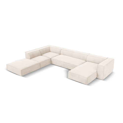 Cosmopolitan Design - Panoramische hoekbank links Turin 6-zits, structurele stof lichtbeige - 270x365x68cm