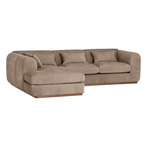 WOOOD hoekbank links Brenvo - Structure Velvet - Lichtbruin - 73x306x178