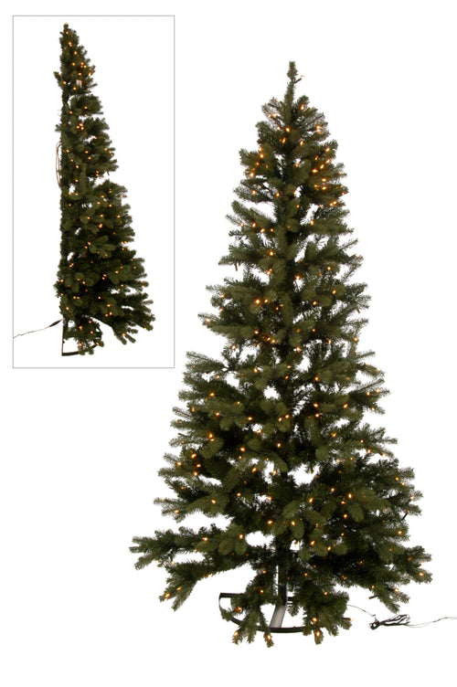 J-Line kerstboom Half Muur - kunststof - groen - LED lichtjes - 225 cm hoog