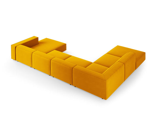 Cosmopolitan Design Panoramische hoekbank links Arendal 7-zits, flueel, geel - 262x364x70cm
