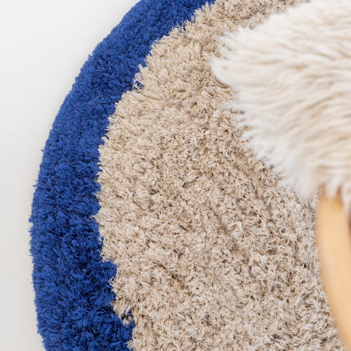 Interieur05 vloerkleed Pilo - hoogpolig - beige/blauw - Ø160 cm