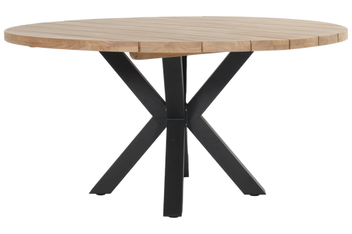 Hartman Tuintafel Stephanie - Naturel/Zwart Teakhout - Ø150x76cm
