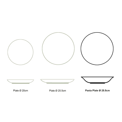 vtwonen Pastaborden - Set van 2 - Mat Zwart - Porselein - Ø 25.5cm
