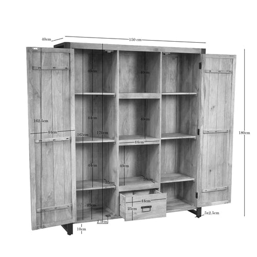 Starfurn Boekenkast Britt - Naturel Hout - 150x40x180cm