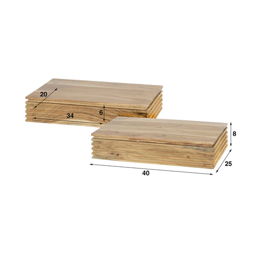 Giga Meubel Nachtkastje Layer L - Naturel - Set van 2 - 40x25x8cm