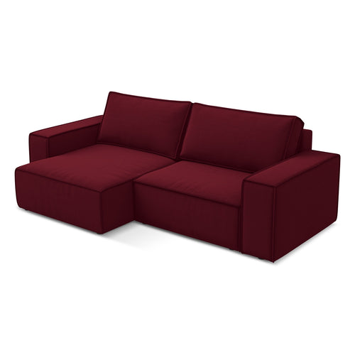 LaMiaSofa hoekbank links Livorno - velours - bourgondië - 257x148x82