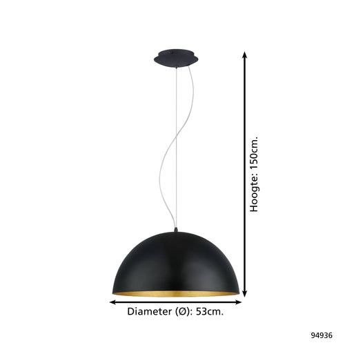 EGLO hanglamp Gaetano 1 - e27 - ø 53 cm - zwart/goud - vtwonen shop