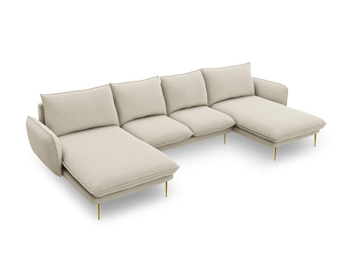 Cosmopolitan Design Panoramische bank Vienna 6-zits, structurele stof, beige - 170x350x95cm