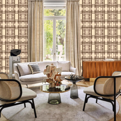 Behang Mondriaan Stripes beige - vtwonen shop