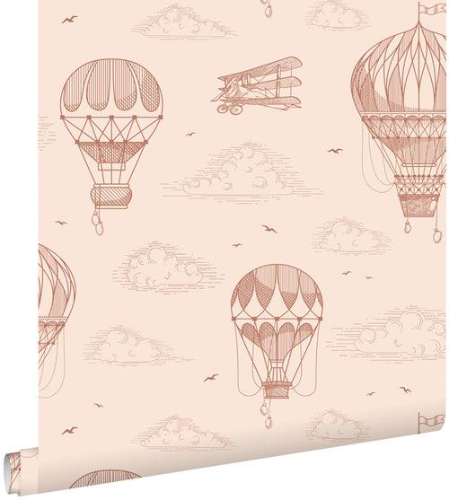 ESTAhome behang luchtballonnen terracotta roze - 50 x 900 cm - 139717 - vtwonen shop
