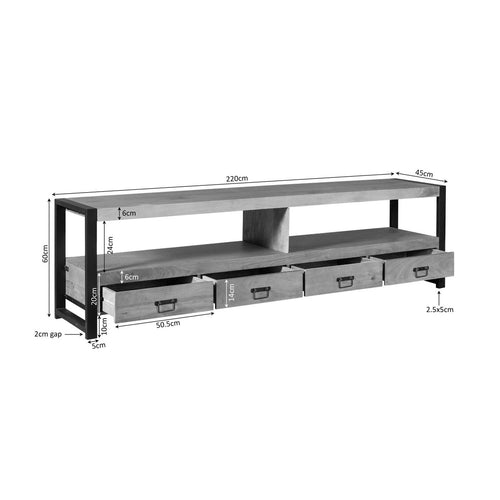 StarFurn Tv-meubel Boaz - Naturel Hout - 220x45x60cm - vtwonen shop