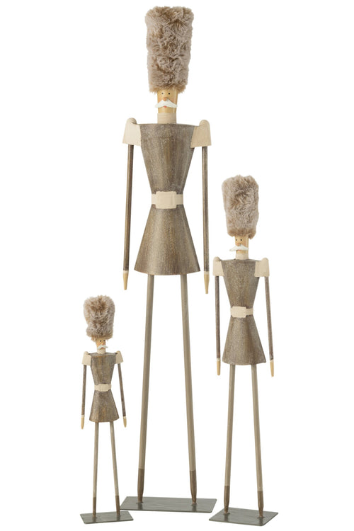 J-Line figuur soldaat bont hoed - metaal - grijs - large