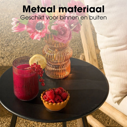 Mica Decorations Seatle Bijzettafel Rond voor Buiten - Koffietafel - Salontafel Buiten - Ook als Plantentafeltje of Plantenstandaard - Metaal - 58 x