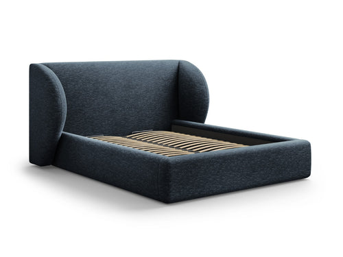 Micadoni Opbergbed met hoofdeinde Miley 200x200cm, chenille, koningsblauw - 230x247x100cm