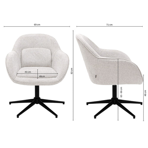 Kick draaifauteuil Lux - Champagne - vtwonen shop