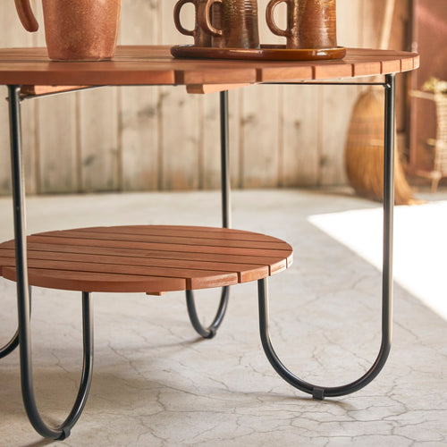 Tikamoon Key Wood - Tuinsalontafel van massief acacia met lamellen - Naturel - vtwonen shop