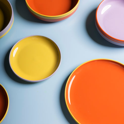 Ona - Plat bord 18xH2,5cm groen/paars Duo - Set van 4