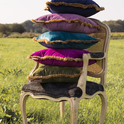 Besarto, draadloos Warmtekussen, Carino violet met gouden franje - vtwonen shop