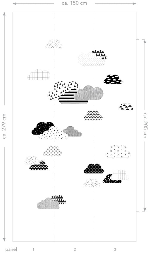 ESTAhome fotobehang wolken zwart wit - 150 x 279 cm - 158922 - vtwonen shop